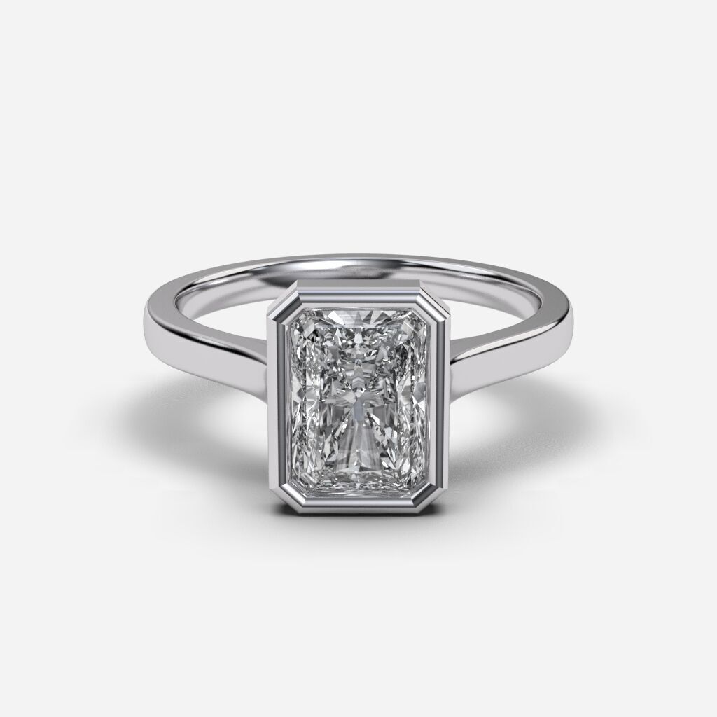 Radiant Diamond Bezel Setting Solitaire Diamond Ring 3D print model_8