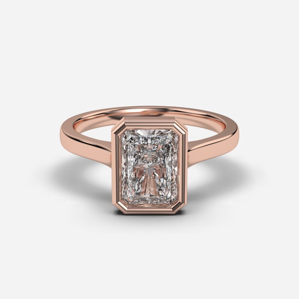 Radiant Diamond Bezel Setting Solitaire Diamond Ring 3D print model_4