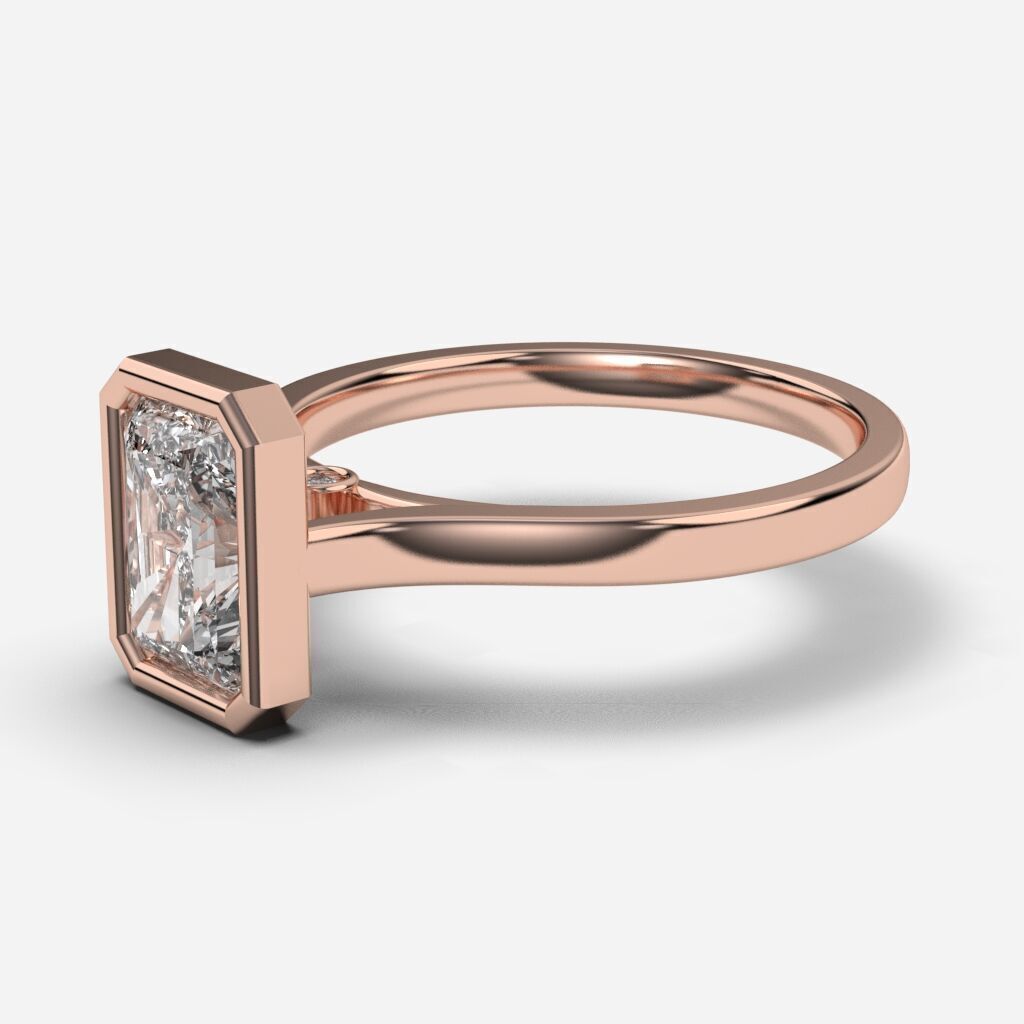 Radiant Diamond Bezel Setting Solitaire Diamond Ring 3D print model_5