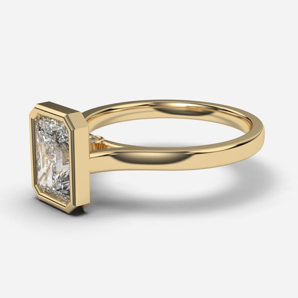 Radiant Diamond Bezel Setting Solitaire Diamond Ring 3D print model_1
