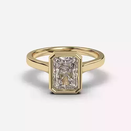 Radiant Diamond Bezel Setting Solitaire Diamond Ring