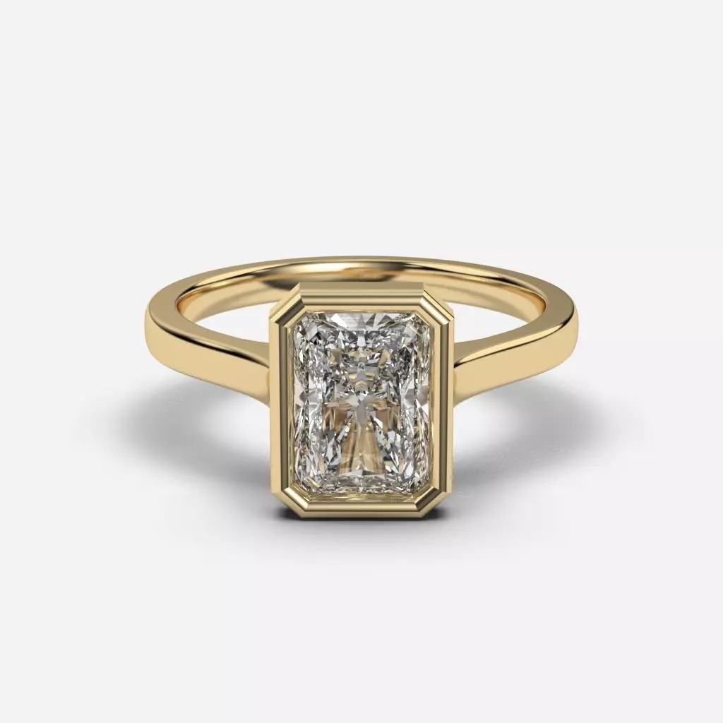 Radiant Diamond Bezel Setting Solitaire Diamond Ring 3D print model_0