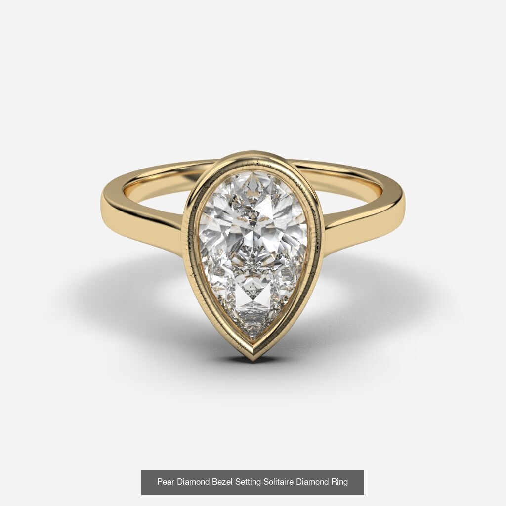 8 Diamond Shapes in Bezel Setting rings  3D Model Collection_5