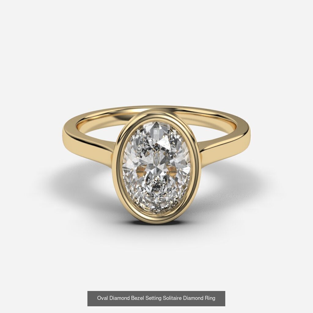 8 Diamond Shapes in Bezel Setting rings  3D Model Collection_4