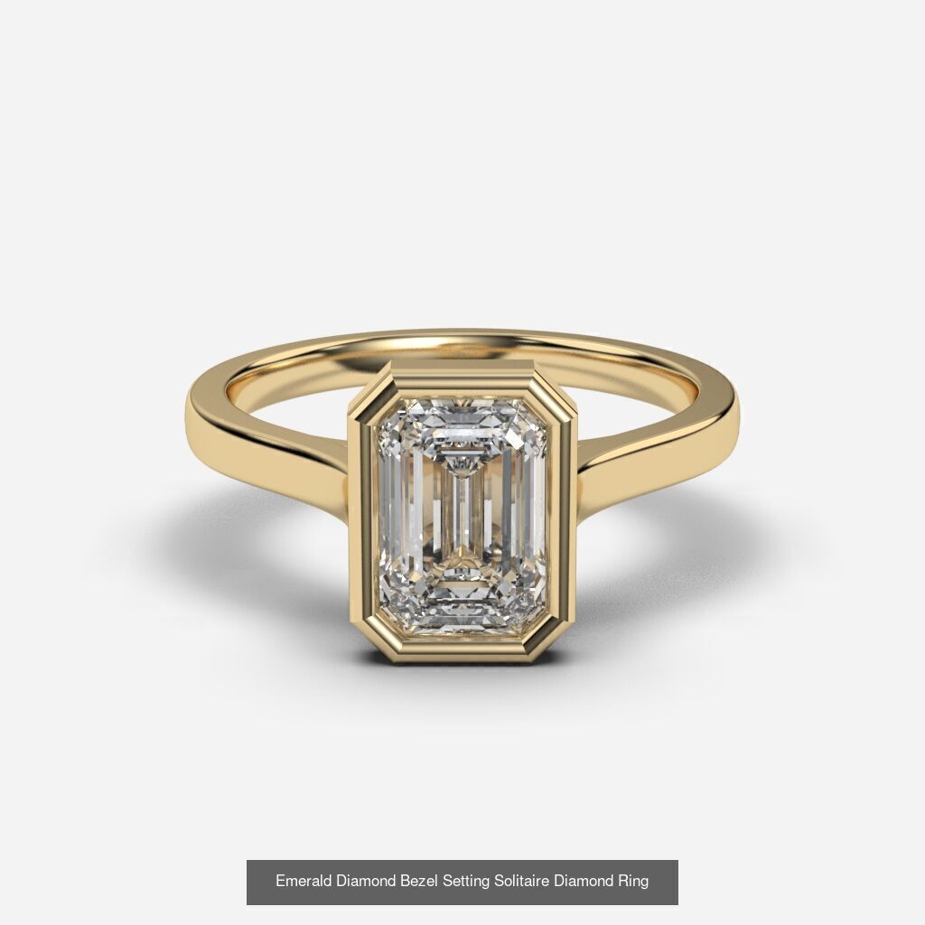 8 Diamond Shapes in Bezel Setting rings  3D Model Collection_2