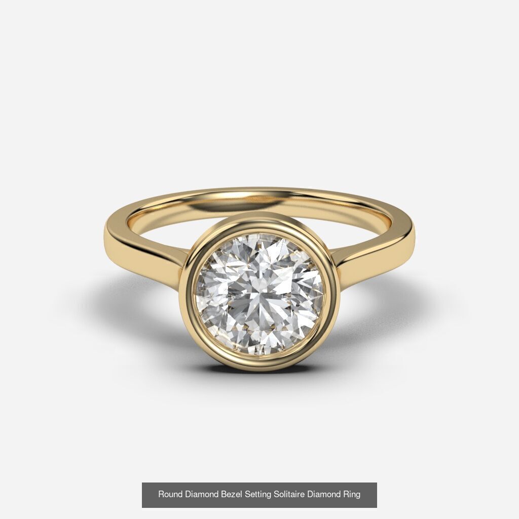 8 Diamond Shapes in Bezel Setting rings  3D Model Collection_8