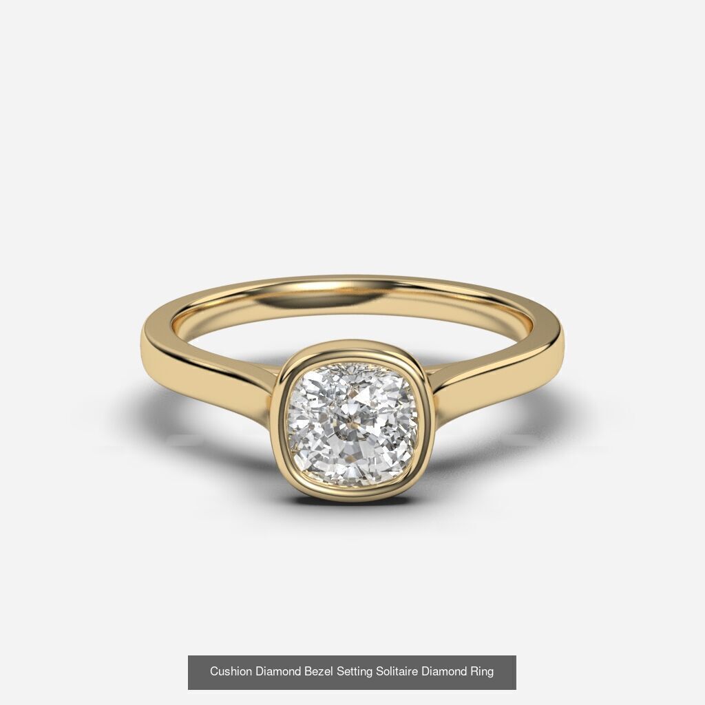 8 Diamond Shapes in Bezel Setting rings  3D Model Collection_1