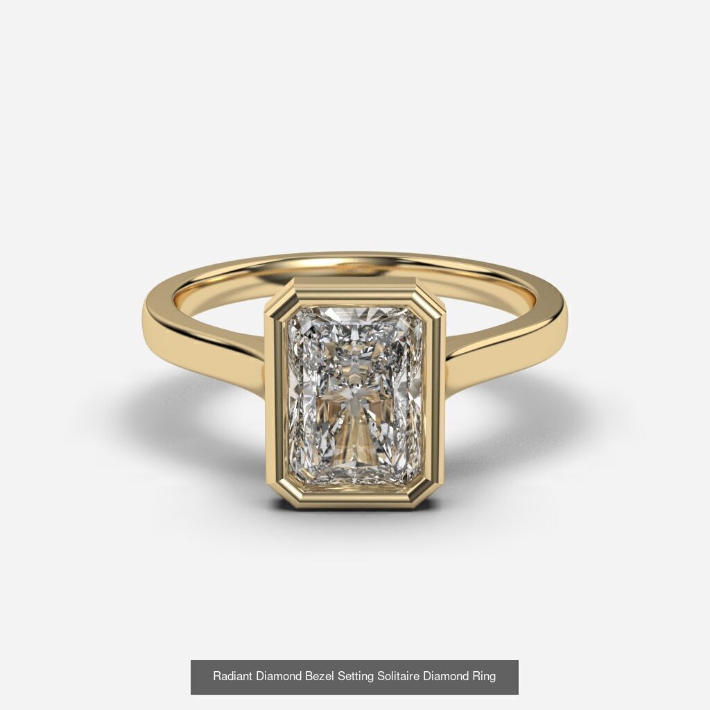 8 Diamond Shapes in Bezel Setting rings  3D Model Collection_7