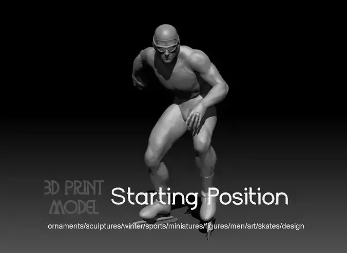 Speed skater s starting position 3D print model