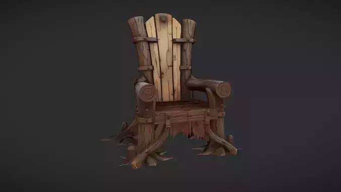 Rustic wooden throne chair made from tree parts