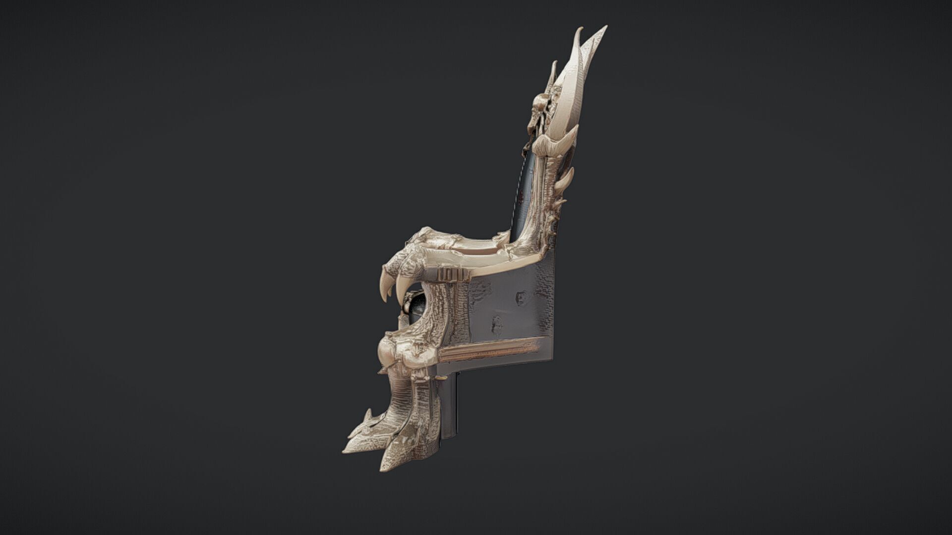ornate throne chair with clawed details 3D model_14