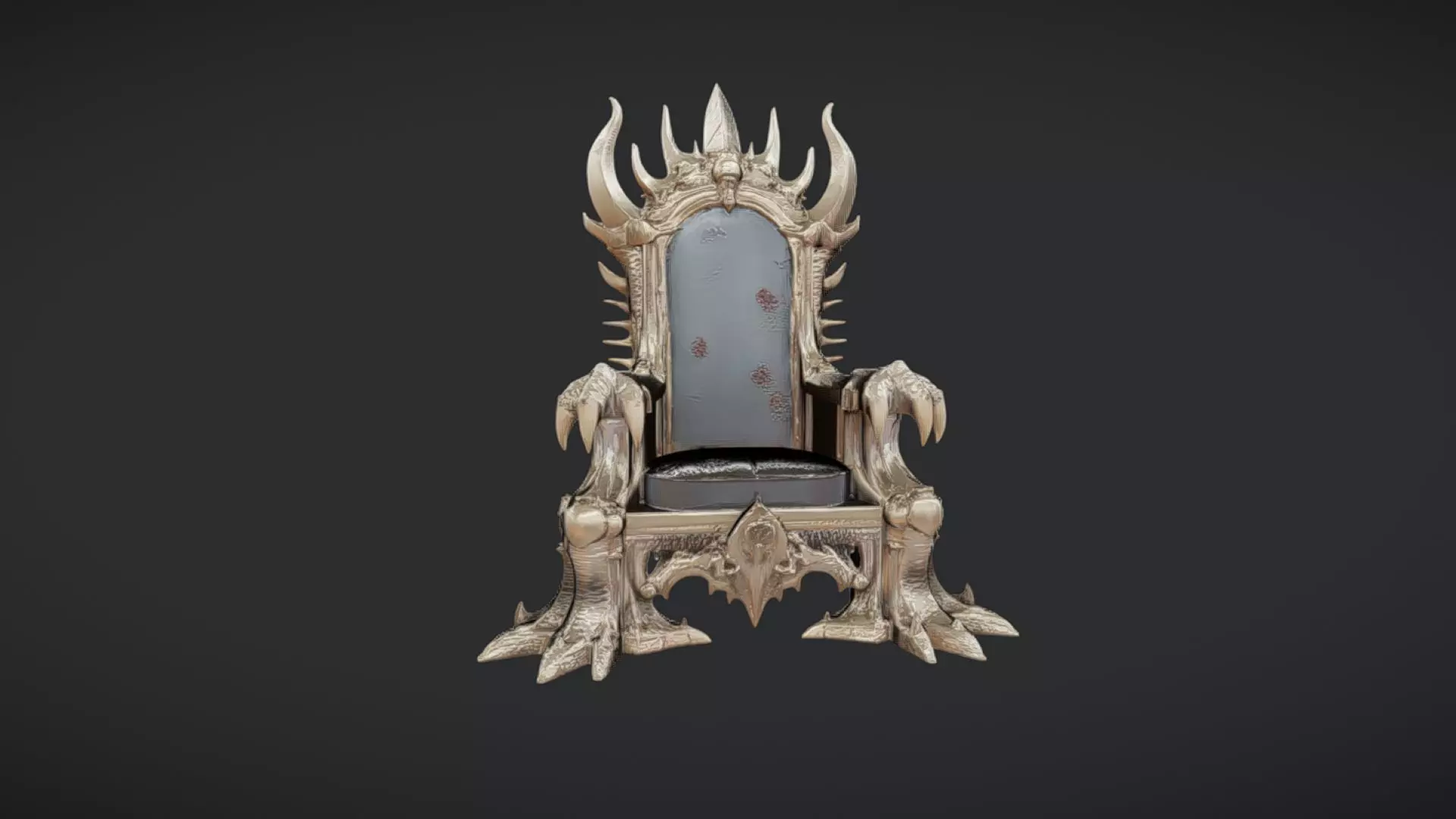 ornate throne chair with clawed details 3D model_0