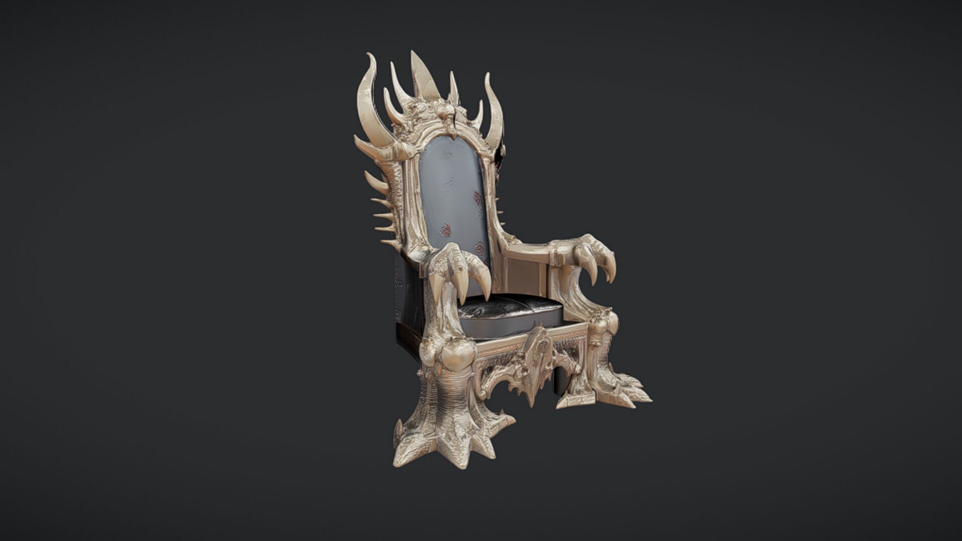 ornate throne chair with clawed details 3D model_9