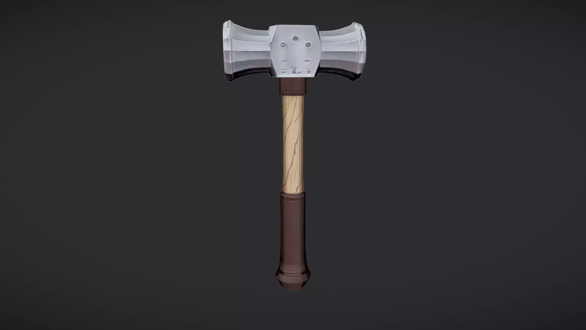 double-headed hammer with wooden handle 2 3D model_0