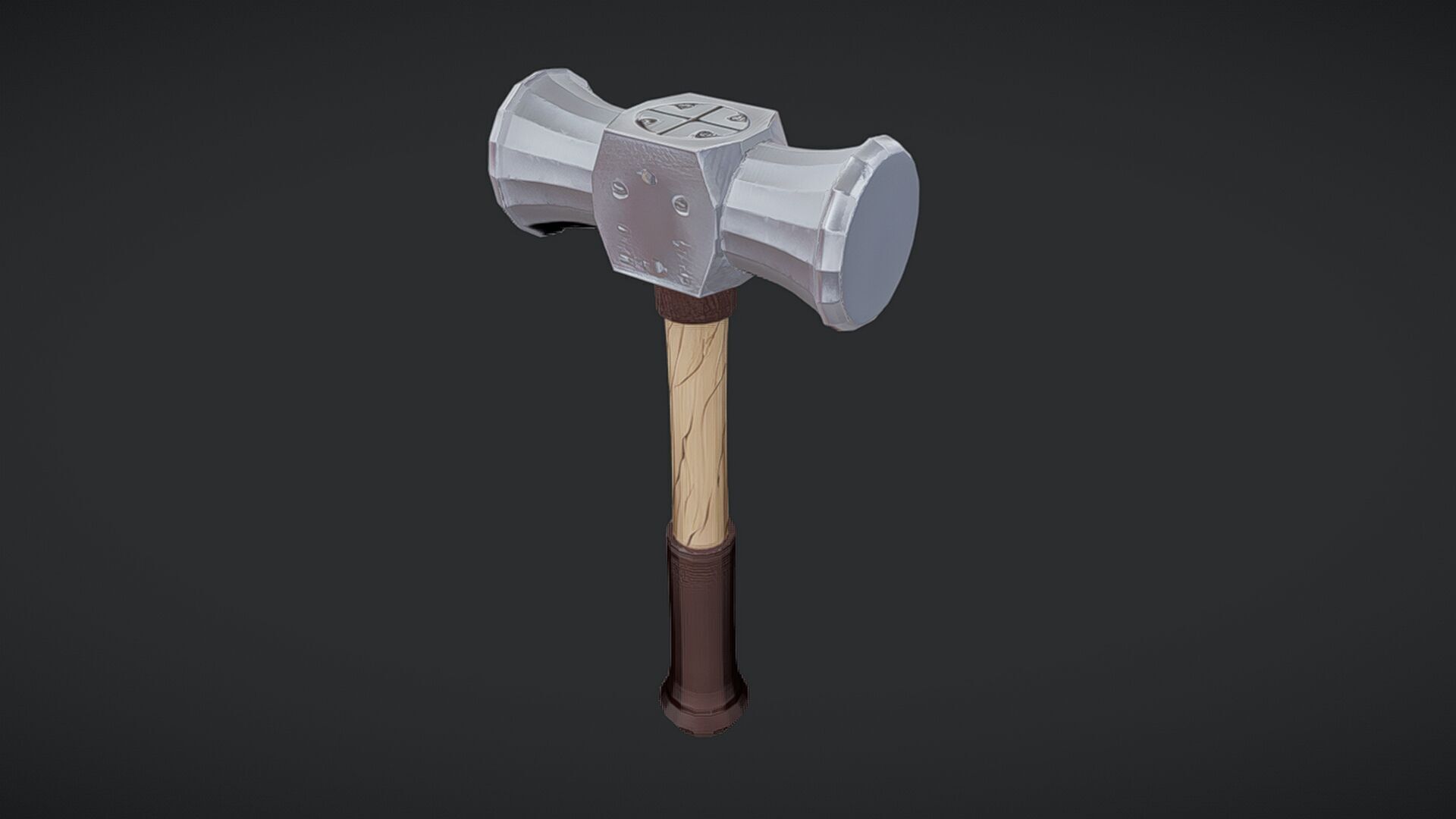 double-headed hammer with wooden handle 2 3D model_13