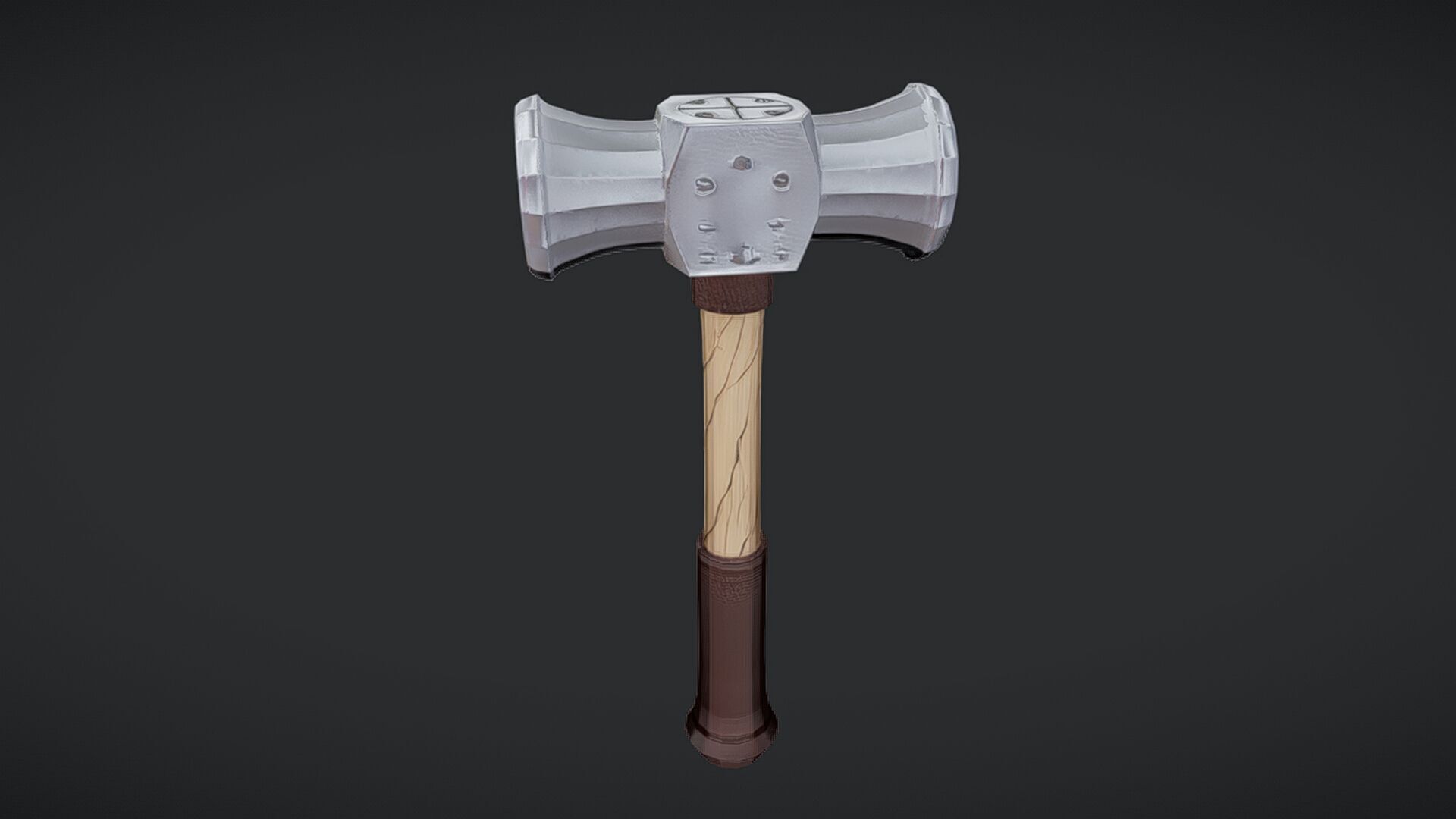 double-headed hammer with wooden handle 2 3D model_7