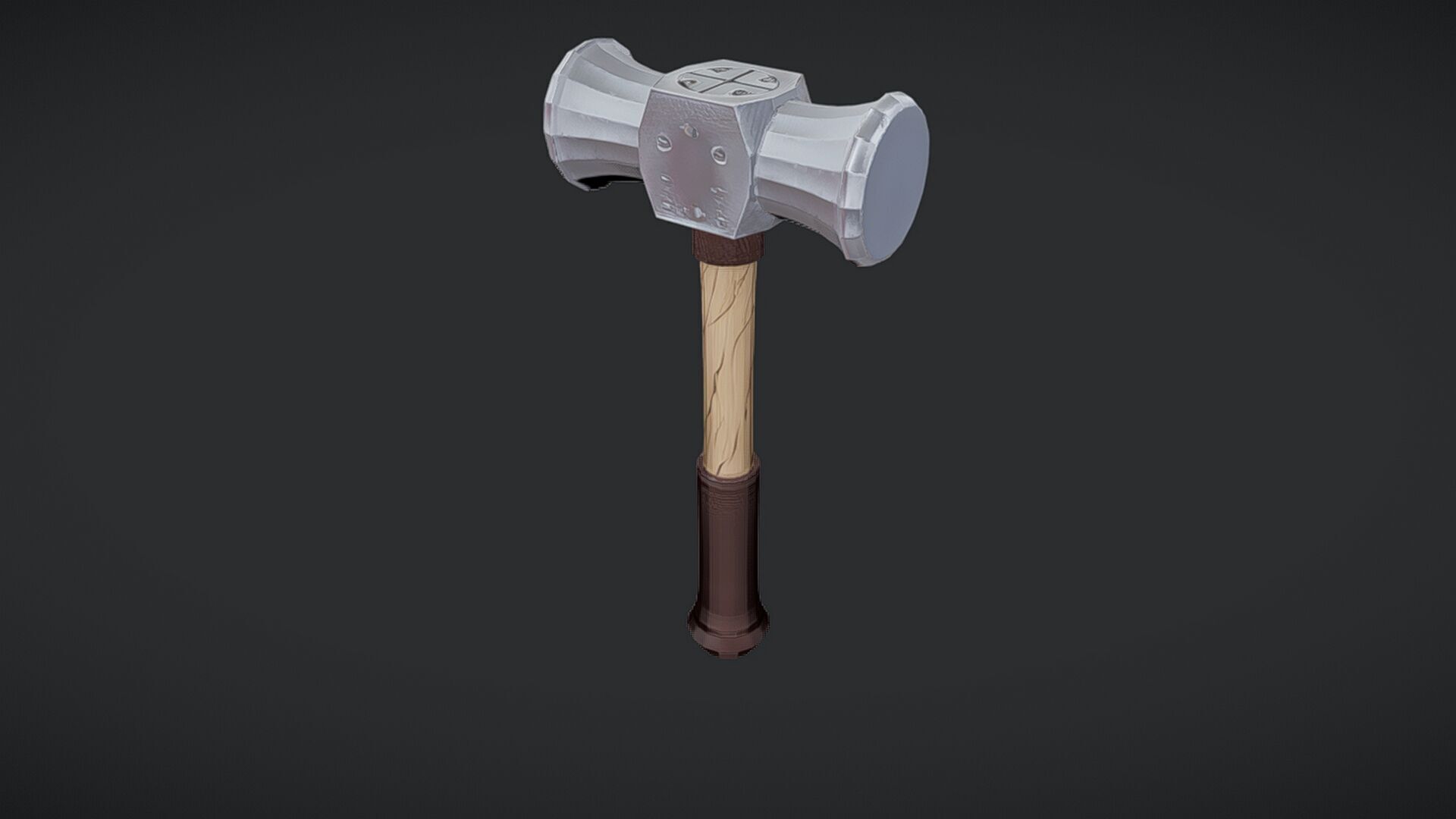 double-headed hammer with wooden handle 2 3D model_22