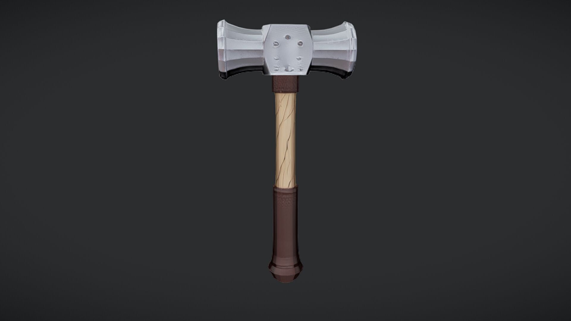 double-headed hammer with wooden handle 2 3D model_10