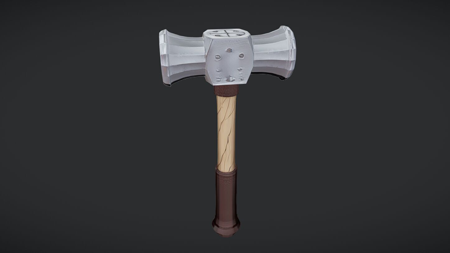 double-headed hammer with wooden handle 2 3D model_35