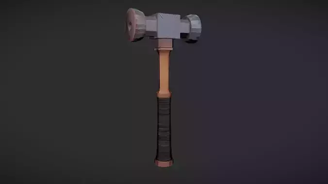 Double-headed hammer with wooden handle