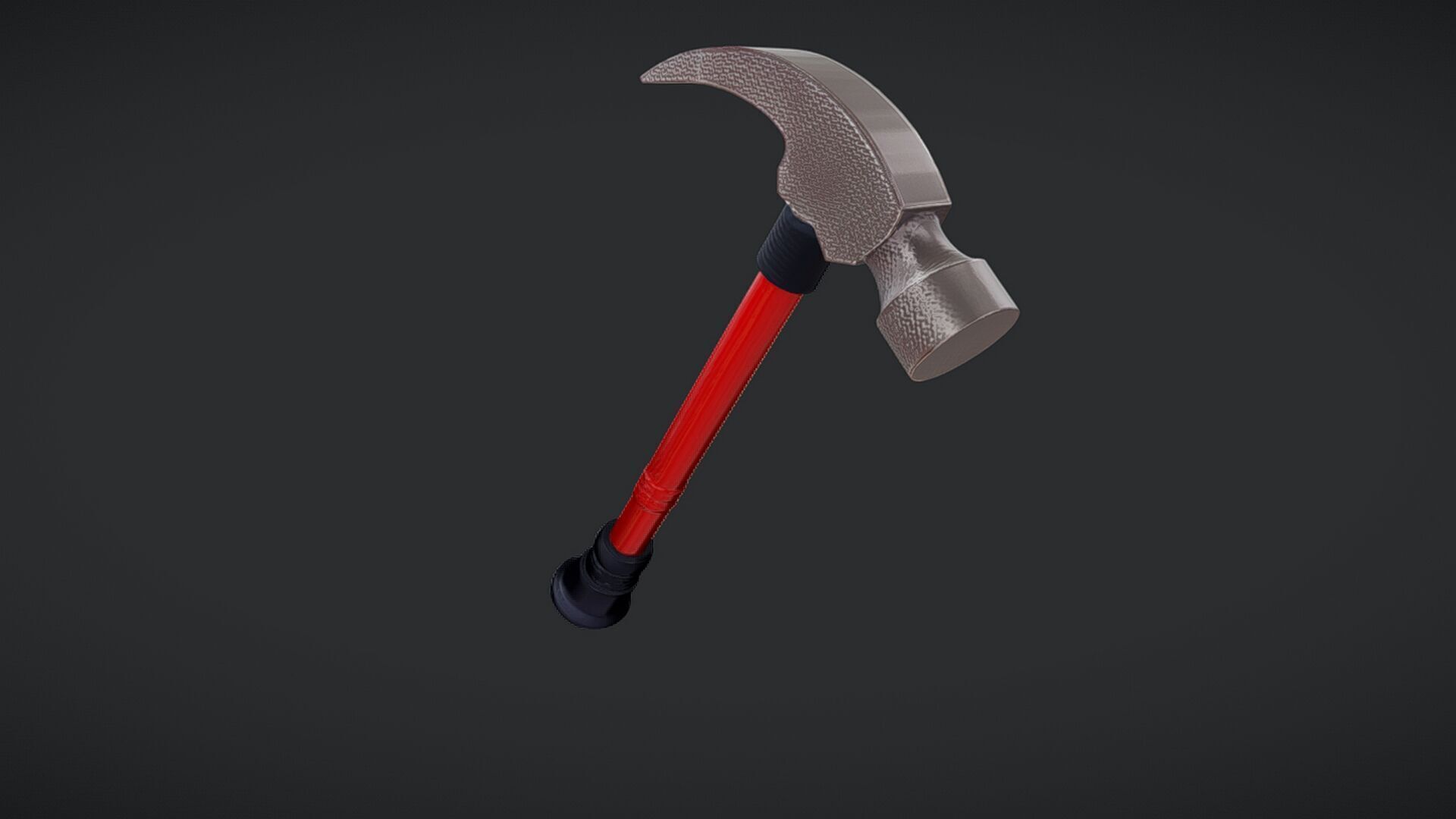 Claw hammer with red handle 3D model_3
