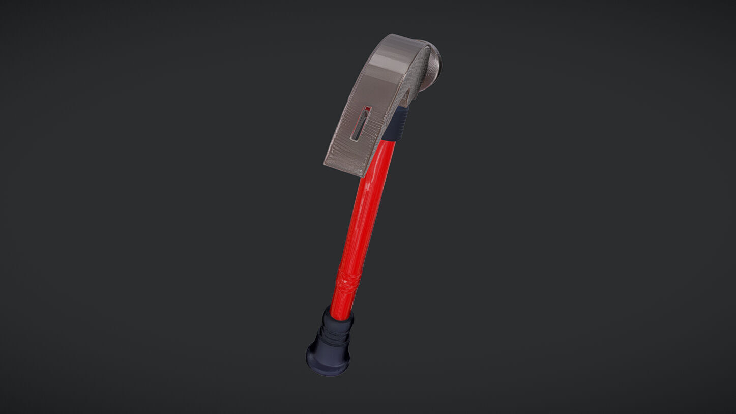 Claw hammer with red handle 3D model_29