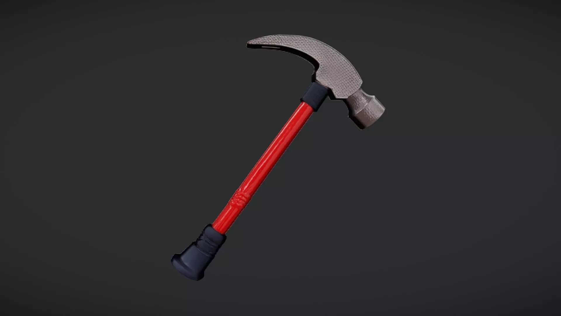 Claw hammer with red handle 3D model_0