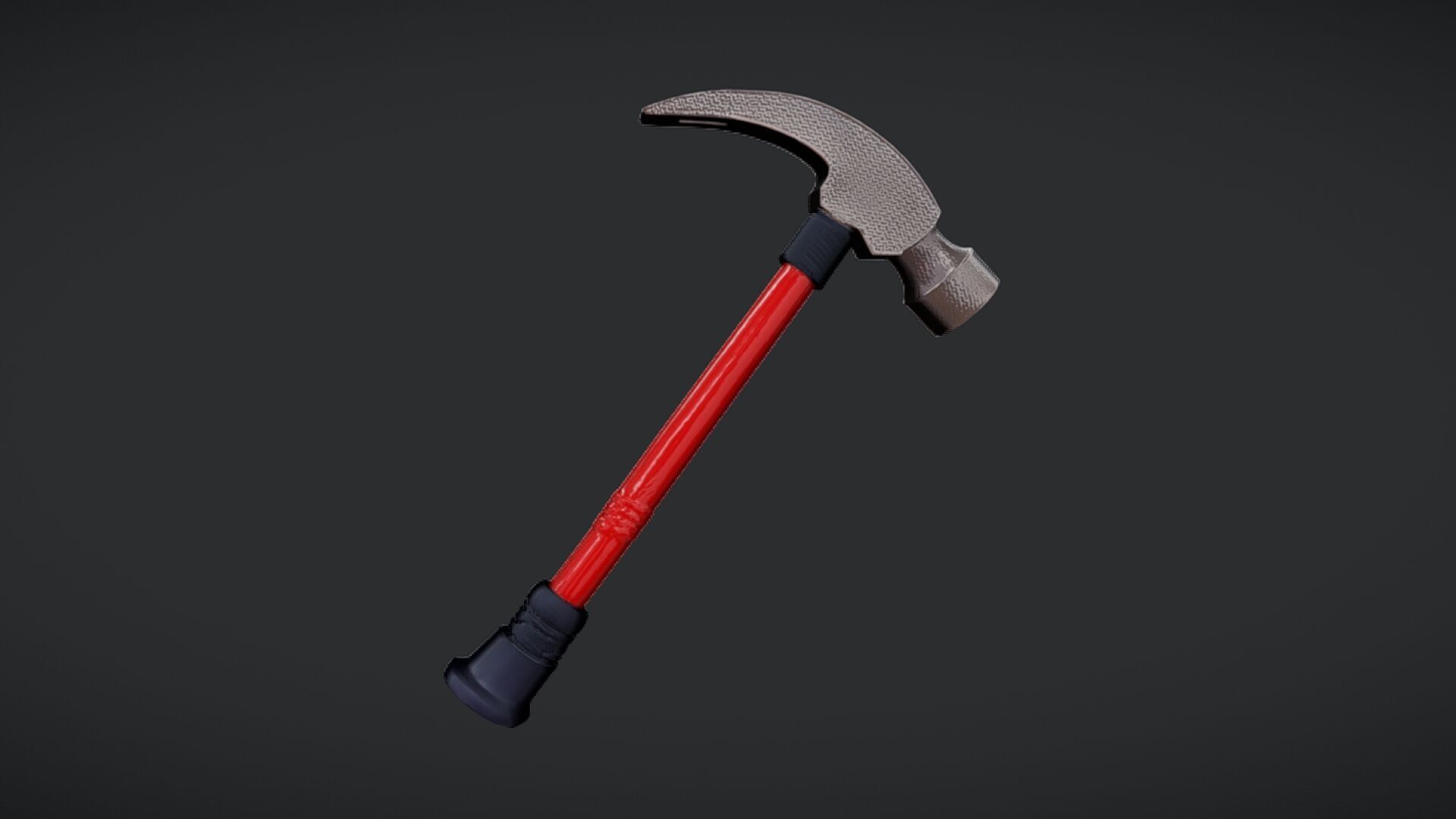 Claw hammer with red handle 3D model_1