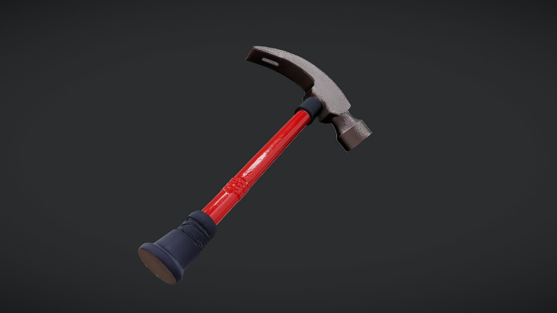Claw hammer with red handle 3D model_14