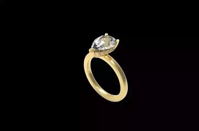 Pear Hidden  Halo Engagement Ring Free 3D print model
