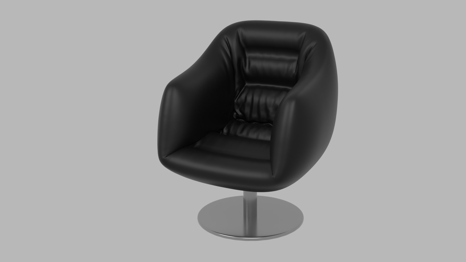 Modern Black Leather Swivel Chair High-Quality 3D Model Low-poly 3D model_2