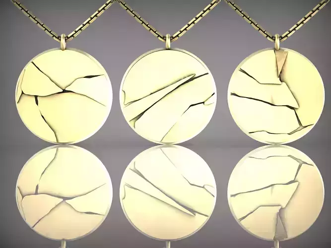 stylized broken glass pendant V04 3D print model
