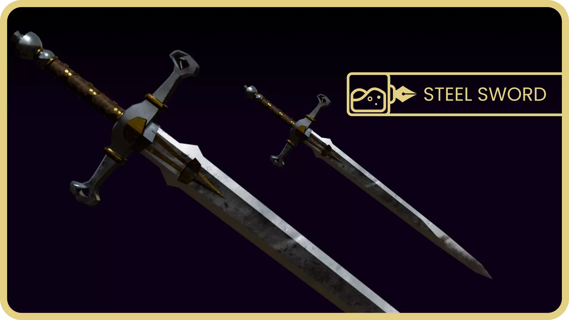 Steel Sword Low-poly 3D model_0