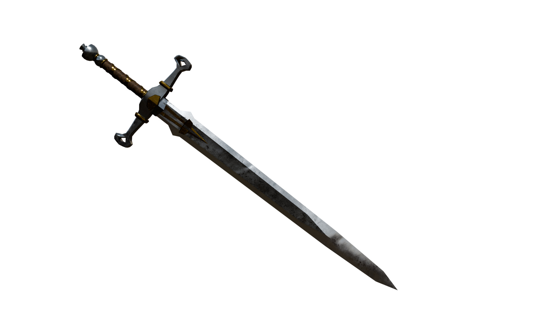 Steel Sword Low-poly 3D model_1