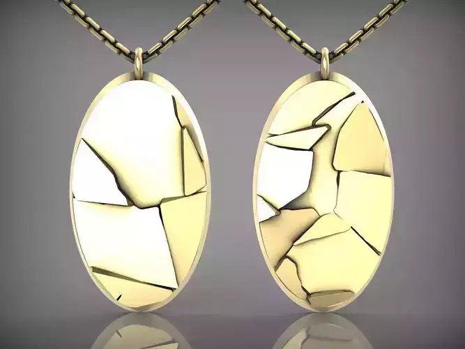 stylized broken glass pendant V03 3D print model