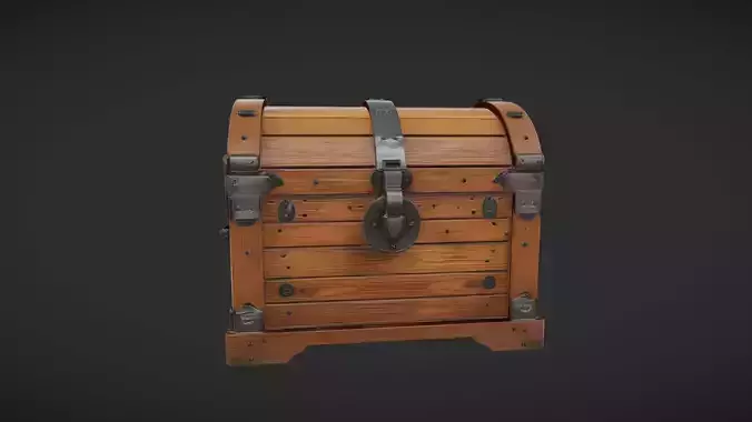 Wooden treasure chest with metal reinforcements