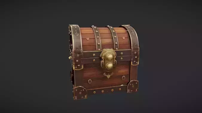 ornate wooden treasure chest with metal reinforcements
