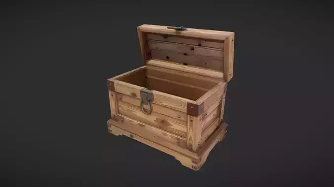 Open wooden storage chest