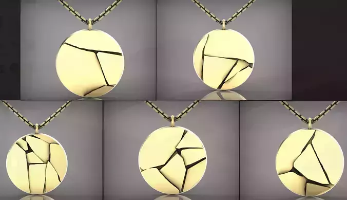 stylized broken glass pendant V01 3D print model