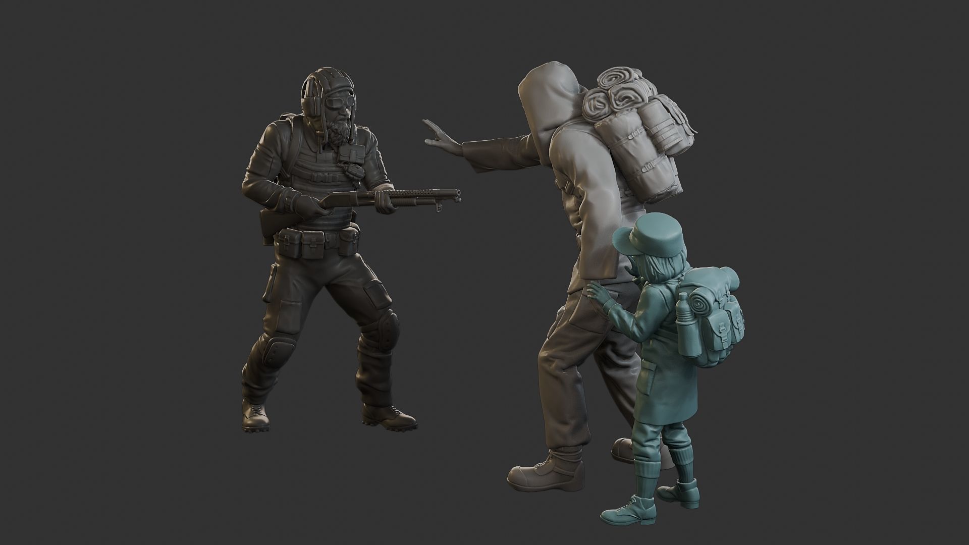 Post-Apocalyptic Male PAM2 Scene 3D Model Collection_3