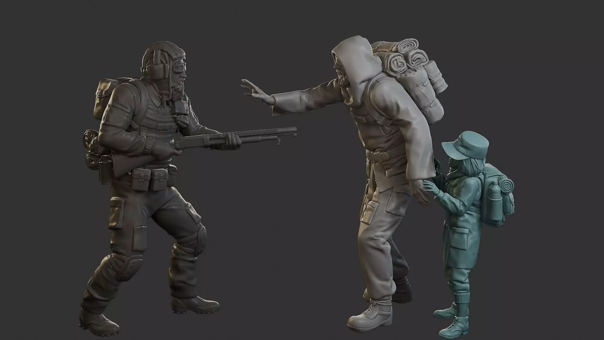 Post-Apocalyptic Male PAM2 Scene 3D Model Collection_0