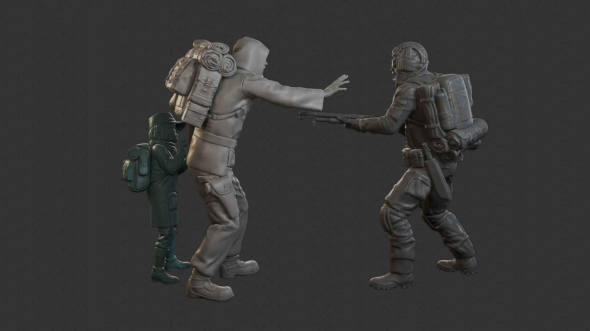 Post-Apocalyptic Male PAM2 Scene 3D Model Collection_7