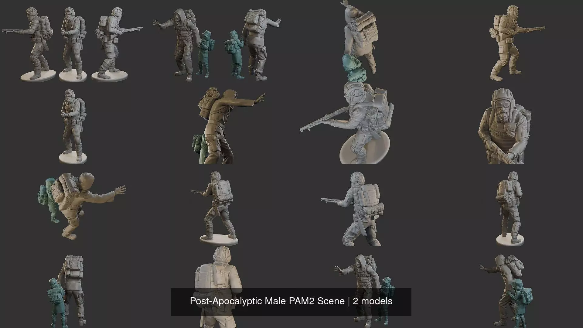 Post-Apocalyptic Male PAM2 Scene 3D Model Collection_1