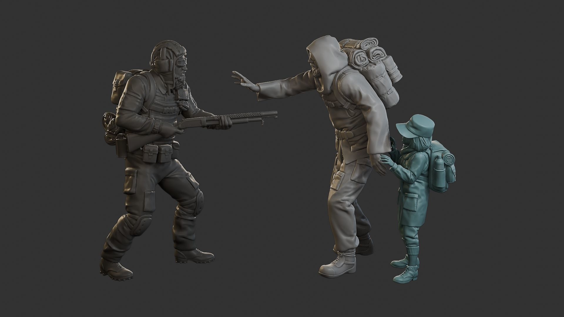 Post-Apocalyptic Male PAM2 Scene 3D Model Collection_2