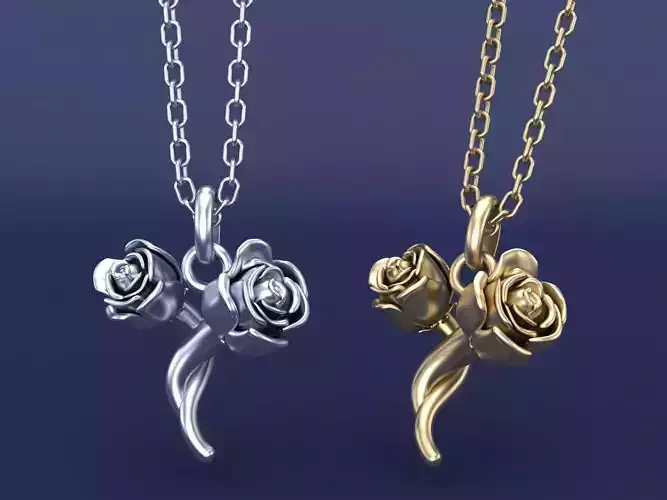 Rose Flowers Pendant Necklace CAD Design 3D print model
