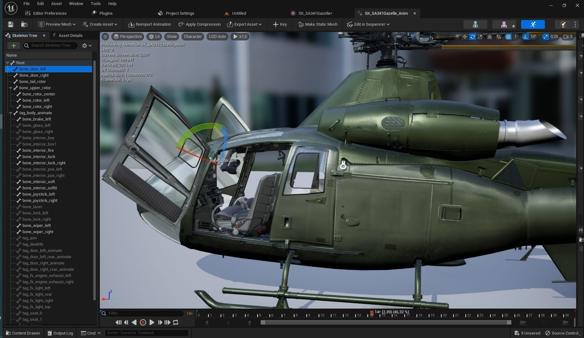 Rigged SA342 Gazelle Helicopter Low-poly 3D model_14