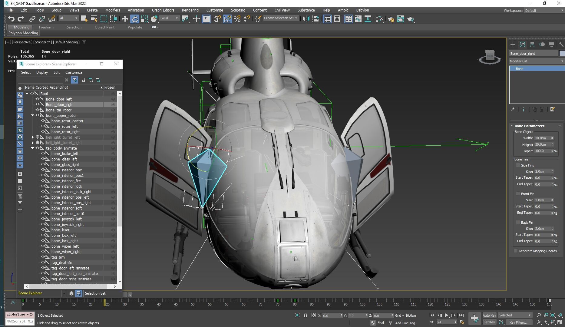 Rigged SA342 Gazelle Helicopter Low-poly 3D model_33