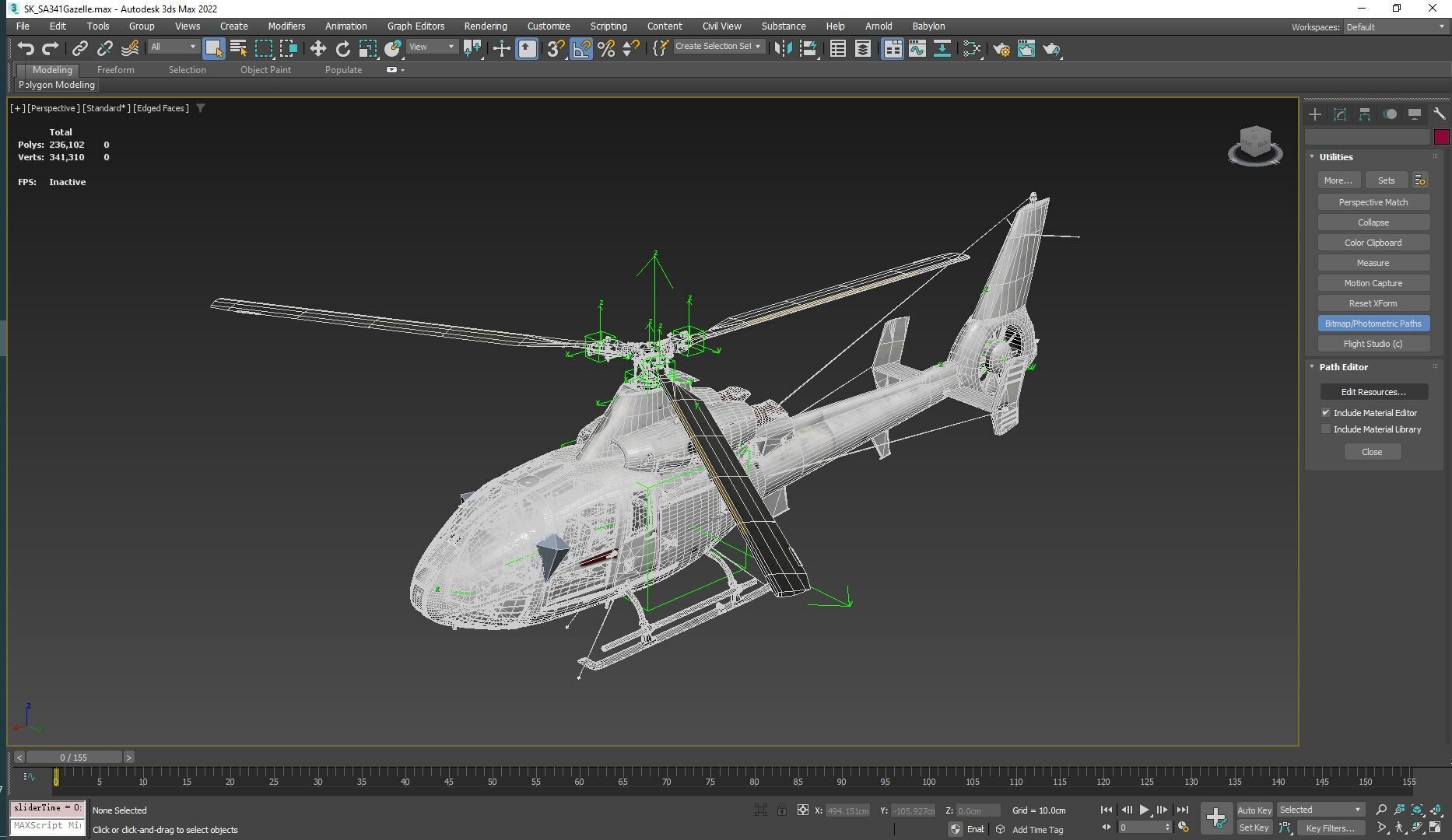 Rigged SA342 Gazelle Helicopter Low-poly 3D model_25