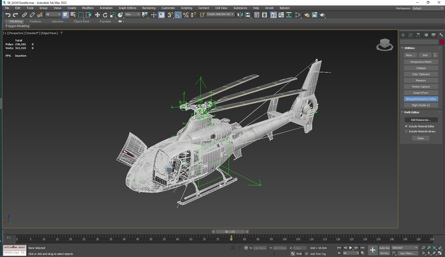 Rigged SA342 Gazelle Helicopter Low-poly 3D model_26