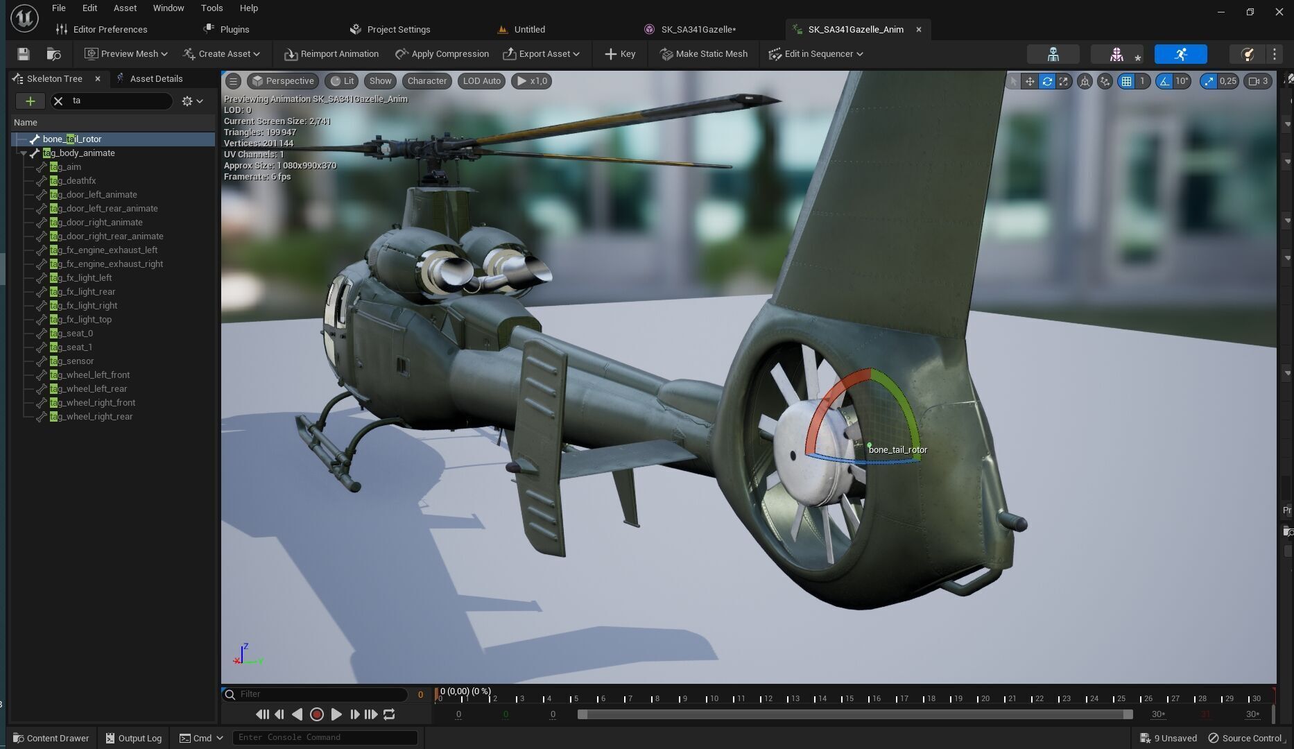 Rigged SA342 Gazelle Helicopter Low-poly 3D model_15